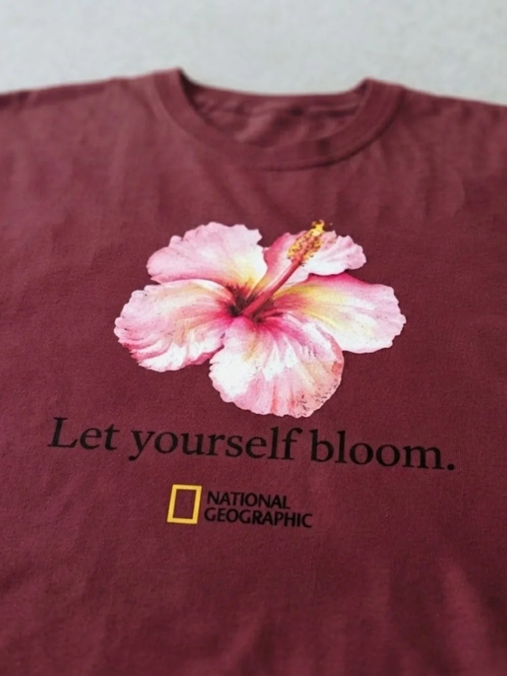 Let Yourself Bloom Floral Hibiscus Maroon Gildan T-Shirt